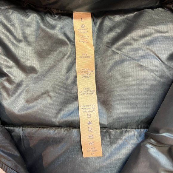 Lululemon Puffer Vest Mens Large Goose Down White Blue Hood Zip Jacket Athletic - Picture 4 of 6